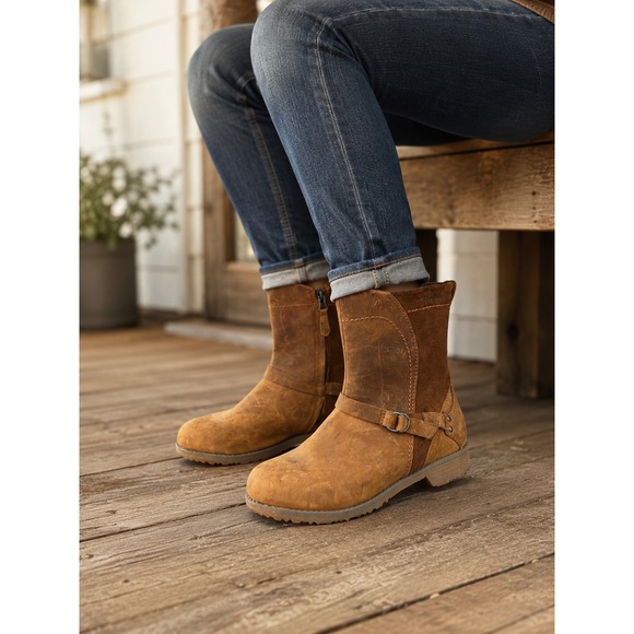 Eddie Bauer Shoes - Eddie Bauer Women's Covey Leather Ankle Boots Brown Waterproof Zip‎ Moto Size 9